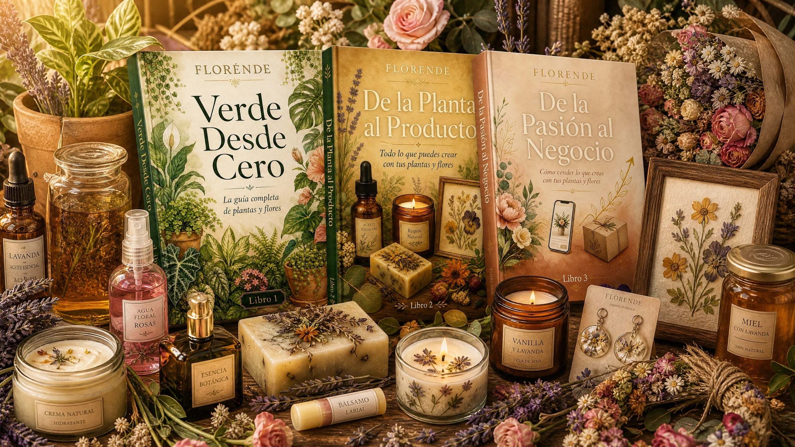 Colección Florende — 3 libros, plantas y productos artesanales